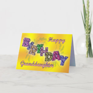 Birthday card for granddaughter with floral text