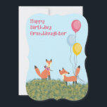 Birthday Card for Granddaughter with Foxes<br><div class="desc">Birthday card for Granddaughter with Foxes and balloons.  Thanks to Creative Fabrica for some of the elements in the design.  The words on the inside can be changed.</div>