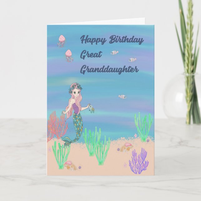 Birthday Card for Great Granddaughter with Mermaid (Front)