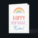 Birthday Card for Kuku<br><div class="desc">You call your grandmother Kuku, not Grandma. (Kuku means grandmother in Hawaiian.) Imagine how excited Kuku will be to receive a birthday card addressed especially to her! Your kuku also will love this card's cute, watercolor-inspired boho rainbow design that says "Happy birthday Kuku!" Make this card customisable! Click "Edit Design",...</div>
