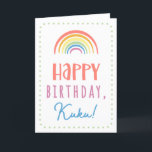 Birthday Card for Kuku<br><div class="desc">You call your grandmother Kuku, not Grandma. (Kuku means grandmother in Hawaiian.) Imagine how excited Kuku will be to receive a birthday card addressed especially to her! Your kuku also will love this card's cute, watercolor-inspired boho rainbow design that says "Happy birthday Kuku!" Make this card customisable! Click "Edit Design",...</div>