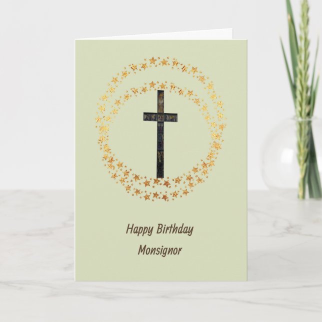 Birthday Card for Monsignor with Cross (Front)