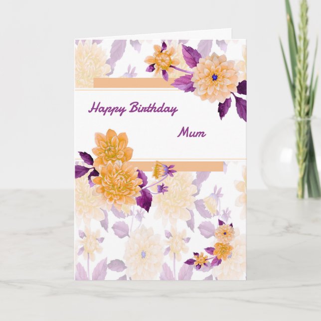 Birthday Card for Mum with Peach Flowers (Front)