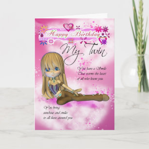 Birthday card for My Twin, Moonies Cutie Pie colle
