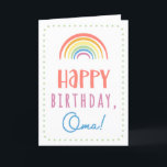Birthday Card for Oma<br><div class="desc">You call your grandmother Oma, not Grandma. (Oma means grandmother in German.) Imagine how excited Oma will be to receive a birthday card addressed especially to her! Your oma also will love this card's cute, watercolor-inspired boho rainbow design that says "Happy birthday Oma!" Make this card customisable! Click "Edit Design",...</div>