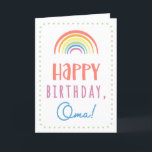 Birthday Card for Oma<br><div class="desc">You call your grandmother Oma, not Grandma. (Oma means grandmother in German.) Imagine how excited Oma will be to receive a birthday card addressed especially to her! Your oma also will love this card's cute, watercolor-inspired boho rainbow design that says "Happy birthday Oma!" Make this card customisable! Click "Edit Design",...</div>