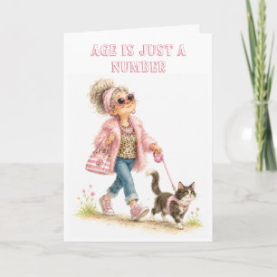 Birthday card for sassy older woman who loves cats