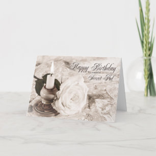 Birthday card for secret pal, The candle and rose