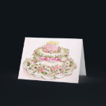 Birthday Card for Sister<br><div class="desc">A vintage picture shows a very pretty white cake with a few pink candles. It id decorated with daisies and other flowers. It's very simple and looks good.</div>