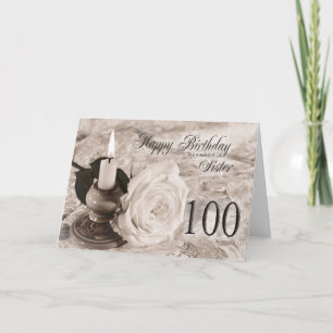 Birthday card for sister,100. The candle and rose