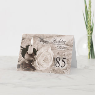 Birthday card for sister,85. The candle and rose