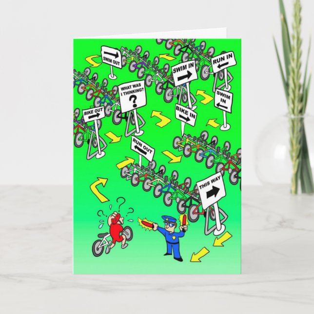 Birthday Card for Triathlete - Triathlon Cop (Front)