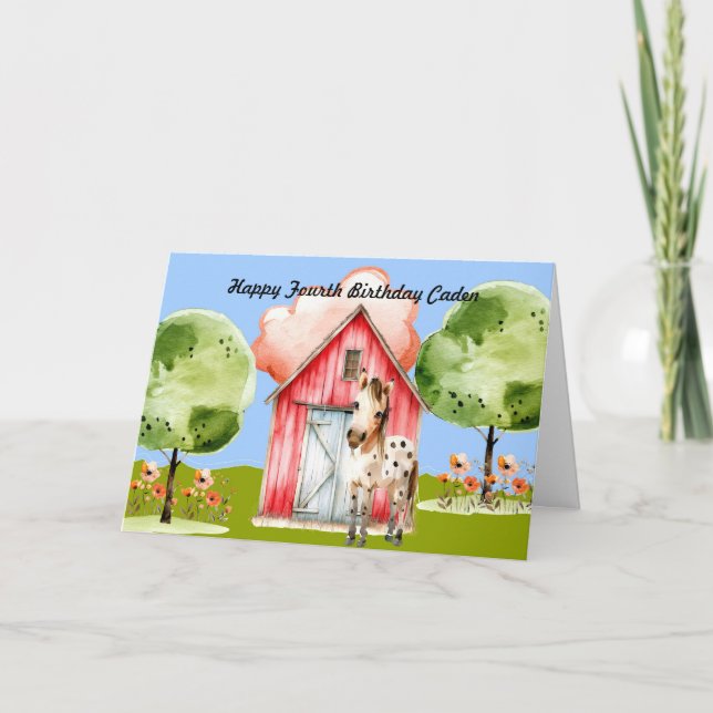 Birthday Card for Young Boy with Pony (Front)