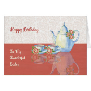 Birthday Card for Your Sister with a Tea Set