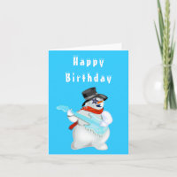 Birthday Card Funny Musical Snowman with Guitar