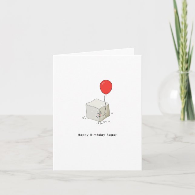 Birthday card, happy birthday sugar, pun card (Front)