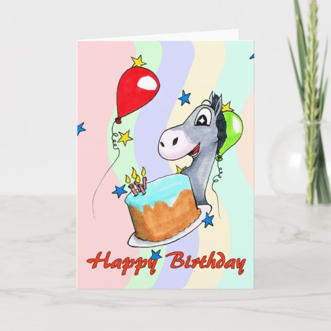Birthday Card - Happy Donkey (Front)