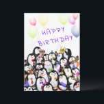 Birthday Card Happy Penguins Party<br><div class="desc">Kids Birthday Cards with Happy Penguins Party Cute Penguin Birthday Celebration Funny Drawing and Text - Customisable - or Choose / Add Your Unique Text / Font / Colour - Make Your Special Gift - Resize and move or remove and add elements / image with Customisation tool ! - Drawing...</div>