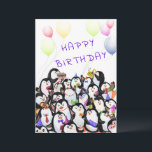Birthday Card Happy Penguins Party<br><div class="desc">Kids Birthday Cards with Happy Penguins Party Cute Penguin Birthday Celebration Funny Drawing and Text - Customisable - or Choose / Add Your Unique Text / Font / Colour - Make Your Special Gift - Resize and move or remove and add elements / image with Customisation tool ! - Drawing...</div>