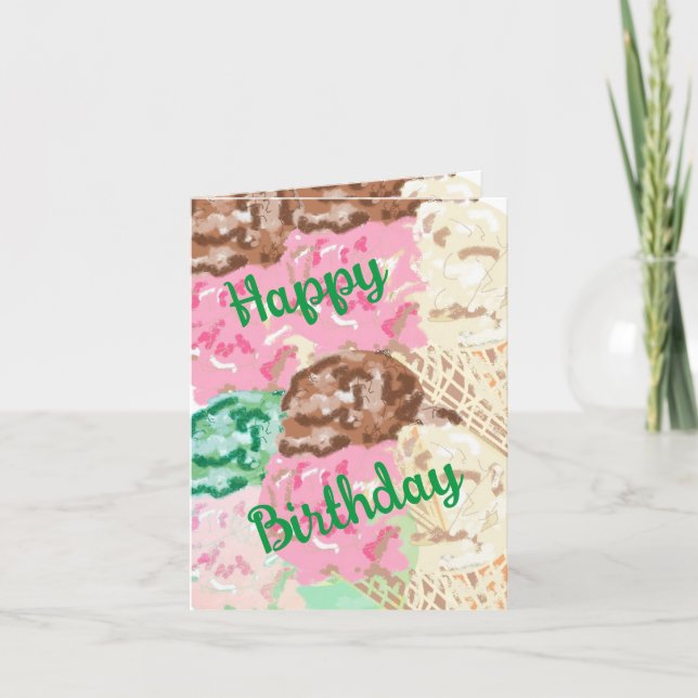 Birthday card :   Ice Cream  Flavours  (Front)