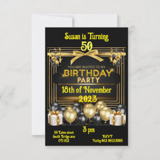 Birthday Card invite customizable and personalize