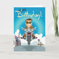 birthday card man on motorbike