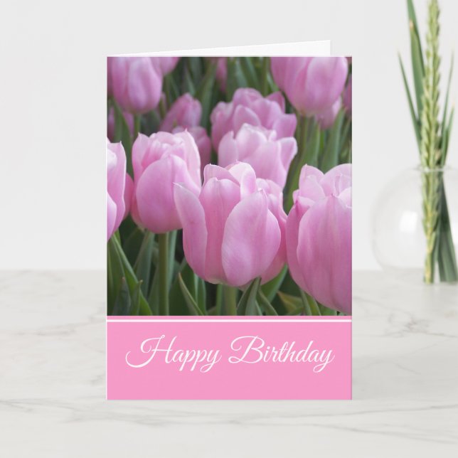 Birthday Card Pink Tulips (Front)