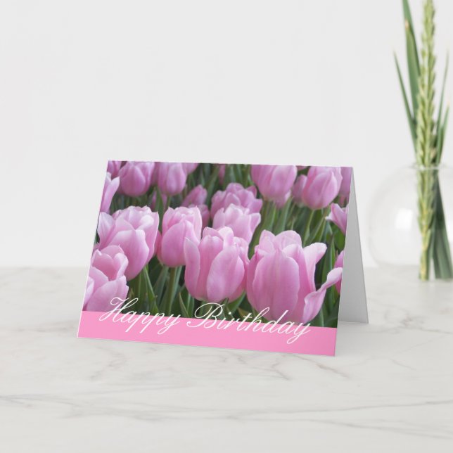 Birthday Card Pink Tulips (Front)