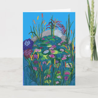 Birthday Card - Pond with Water Lilies