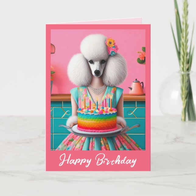 Birthday Card | Poodle Dog Birthday Cake 7 Candles (Front)