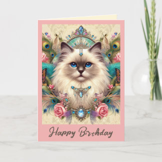Birthday Card Ragdoll Wishing you a purr-fect day!