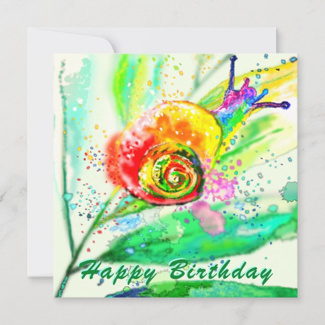 Birthday Card Rainbow Snail - Painting (Front)