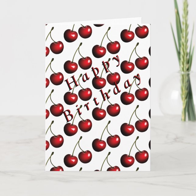 Birthday Card Red Sweet Cherry (Front)