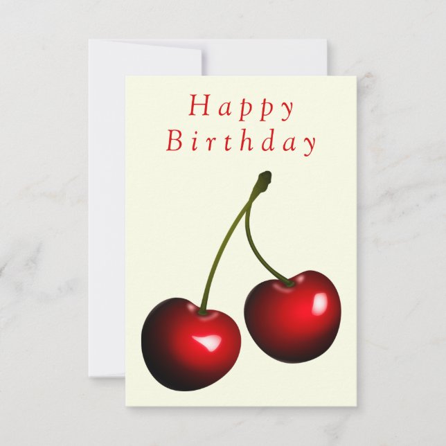 Birthday Card Red Sweet Cherry - Your Text Name (Front)