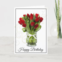 Birthday Card-Red Tulips