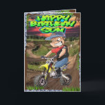 Birthday card son<br><div class="desc">Birthday card for son with a pit bike cartoon design</div>
