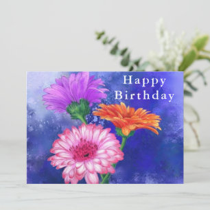 Birthday Card Three Colour Gerberas