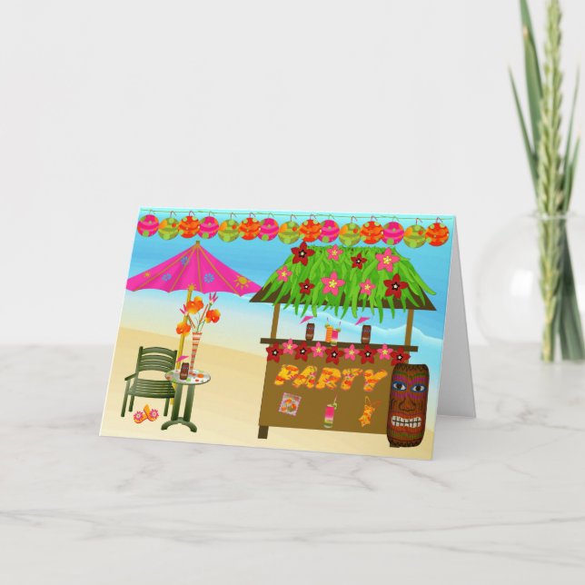 Birthday Card-Tropical Beach Party Card (Front)