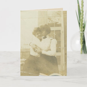 Birthday card —Victorian ladies kissing