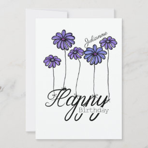 Birthday Card w Purple Flower Balloons and Name