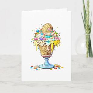 Birthday Card   Whimsical Ice Cream Sundae