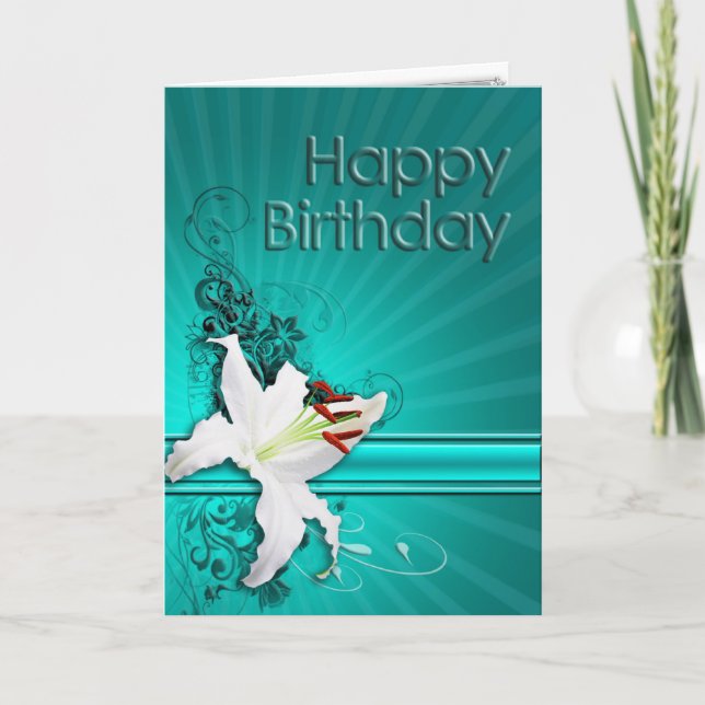 Birthday card  with a lily (Front)