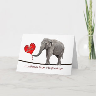 Birthday card with a tightrop walking elephant