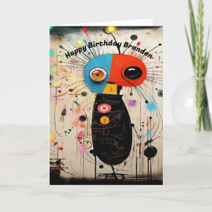 Birthday Card with Abstract Bug for Boy