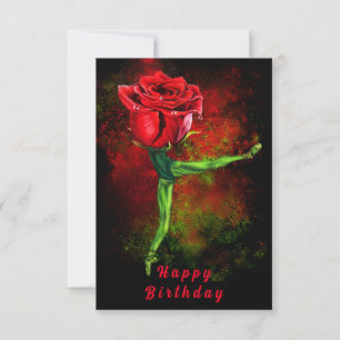 Birthday Card with Ballerina Rose Ballet Dance