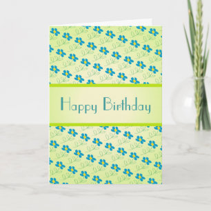 Birthday Card With Blue Flower Art