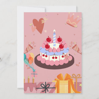 Birthday Card with Cake & Gifts – Elegant and Joyf