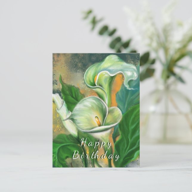 Birthday Card with Calla Lily Flowers (Standing Front)