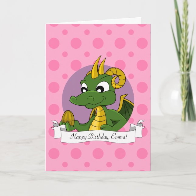 Birthday Card with Cartoon dragon (Front)