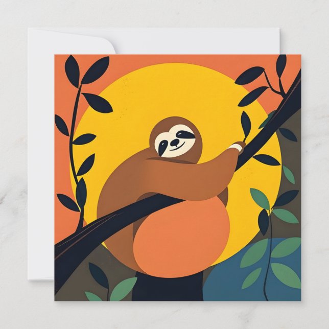 Birthday card With Colorful Sloth Design (Front)